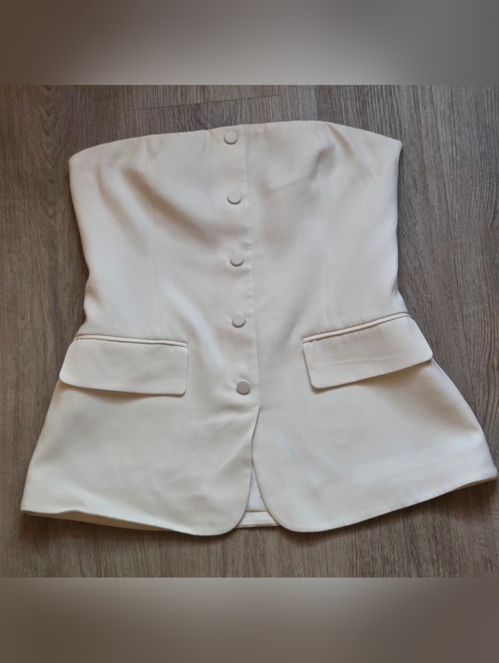 Babaton Strapless Buttoned Corset Top in White Size 8 - Picture 2 of 7